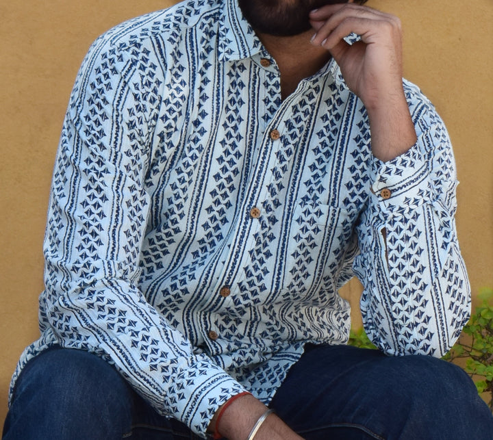 VJR Geometric Stripe Katha Full Sleeves