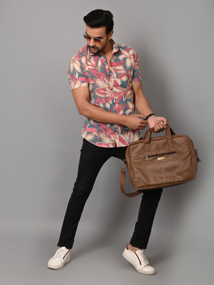 VJR Floral Pattern on Teal Base Premium Half Sleeves