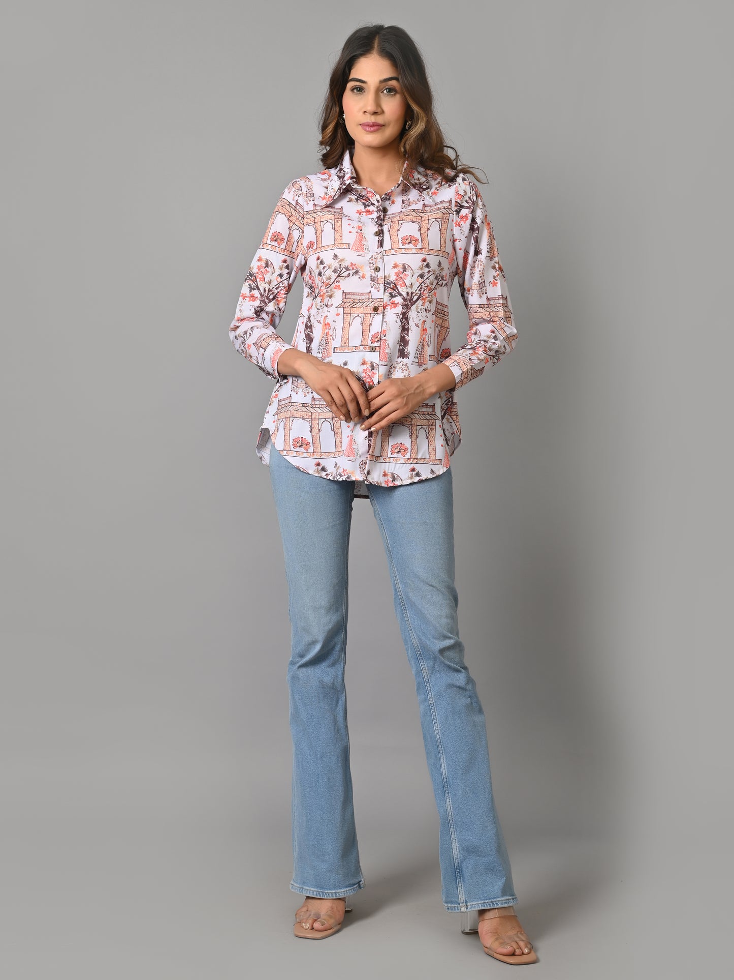 VJR Women Architectural Bloom Printed Shirt