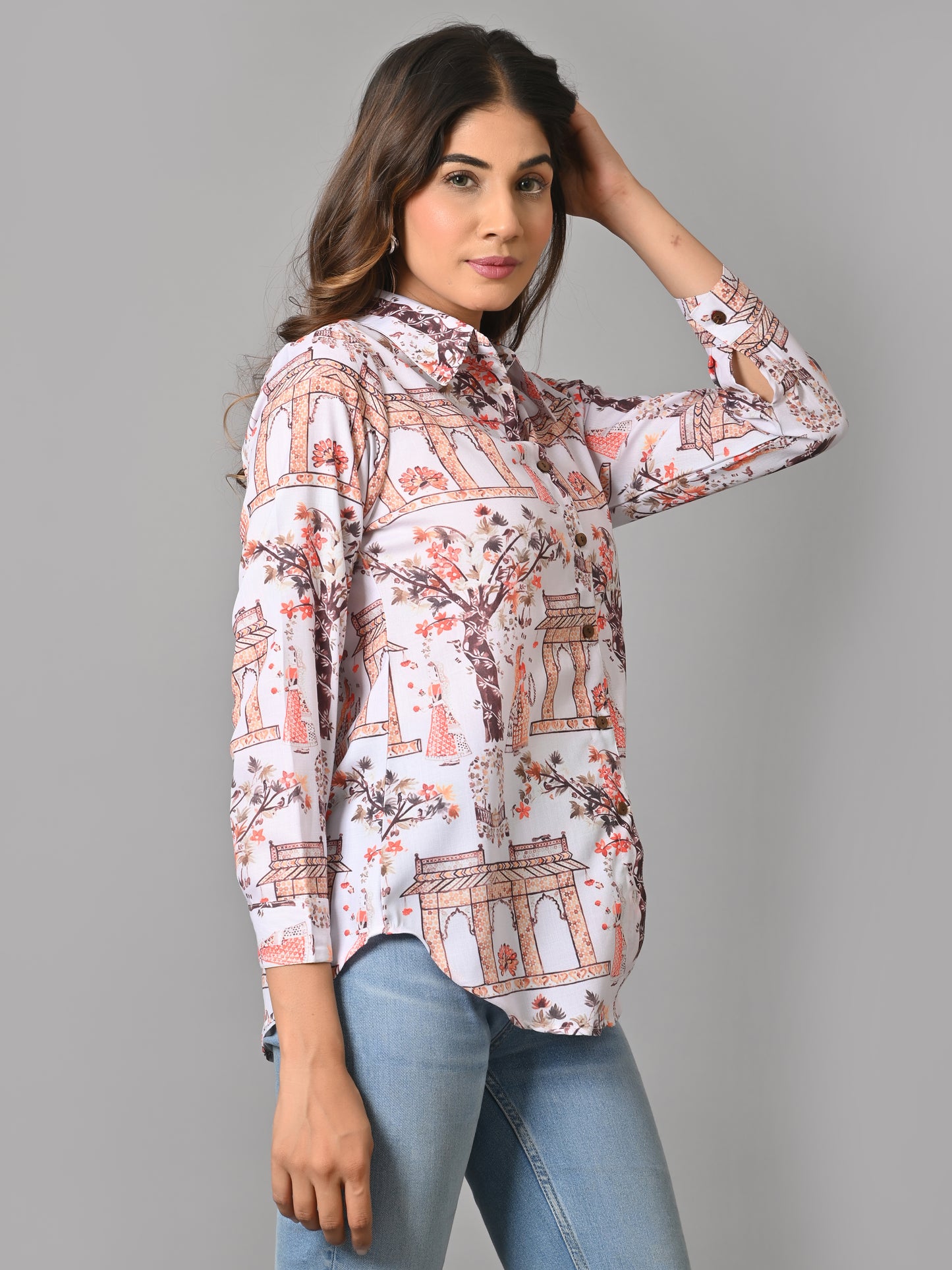 VJR Women Architectural Bloom Printed Shirt