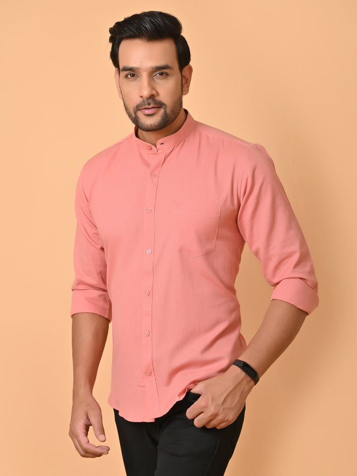 VJR Peach Color Solid Shirt