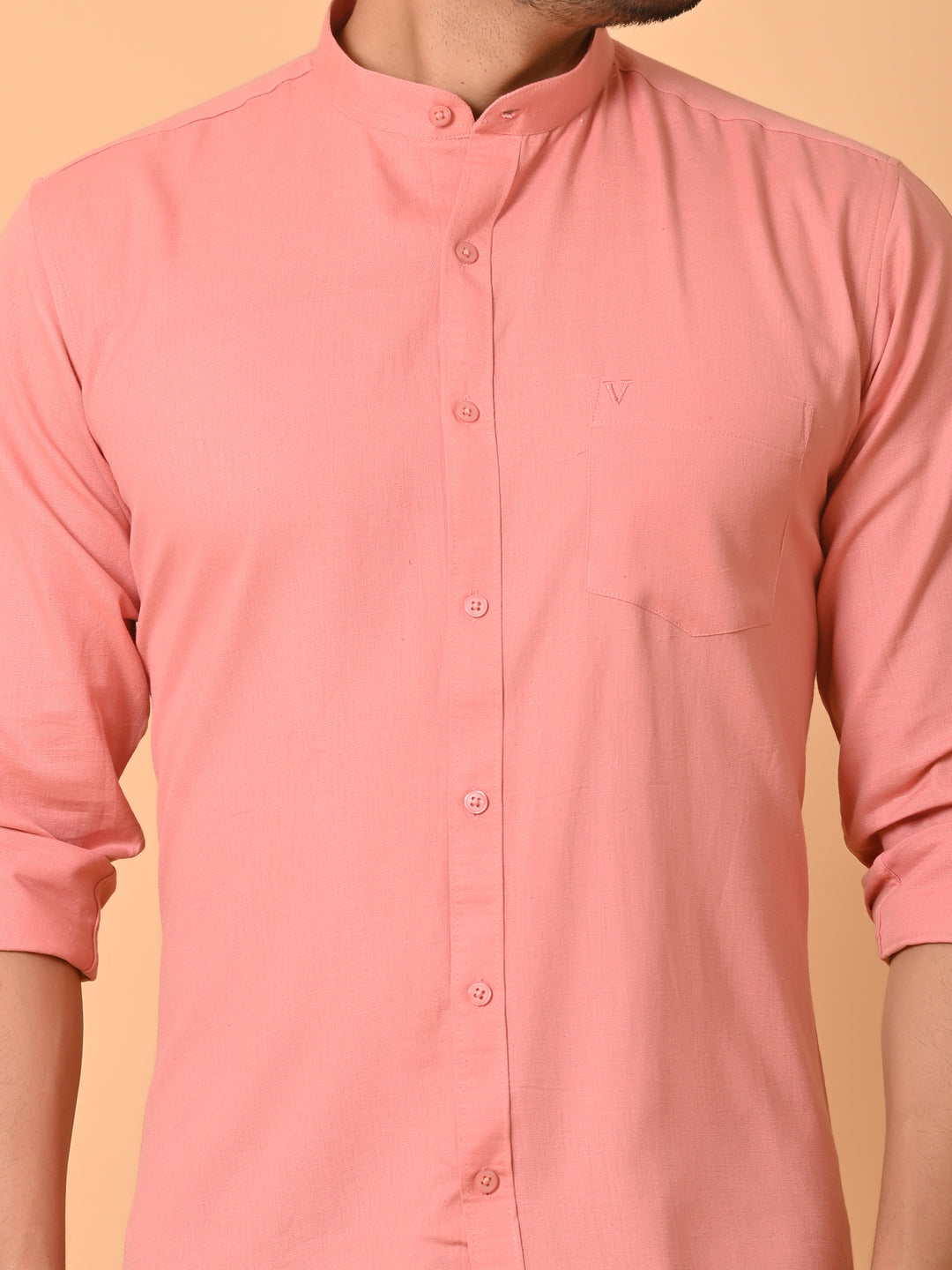 VJR Peach Color Solid Shirt