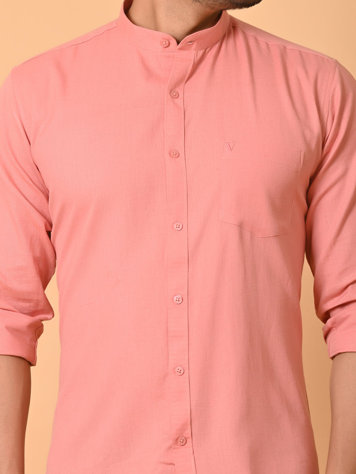 VJR Peach Color Solid Shirt