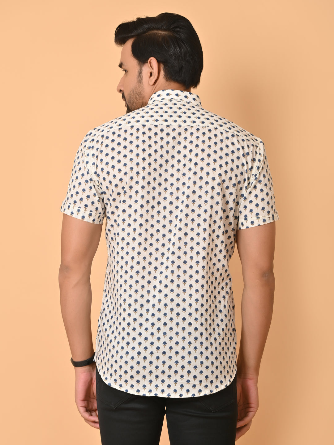 VJR White Base Floral Printed Shirt