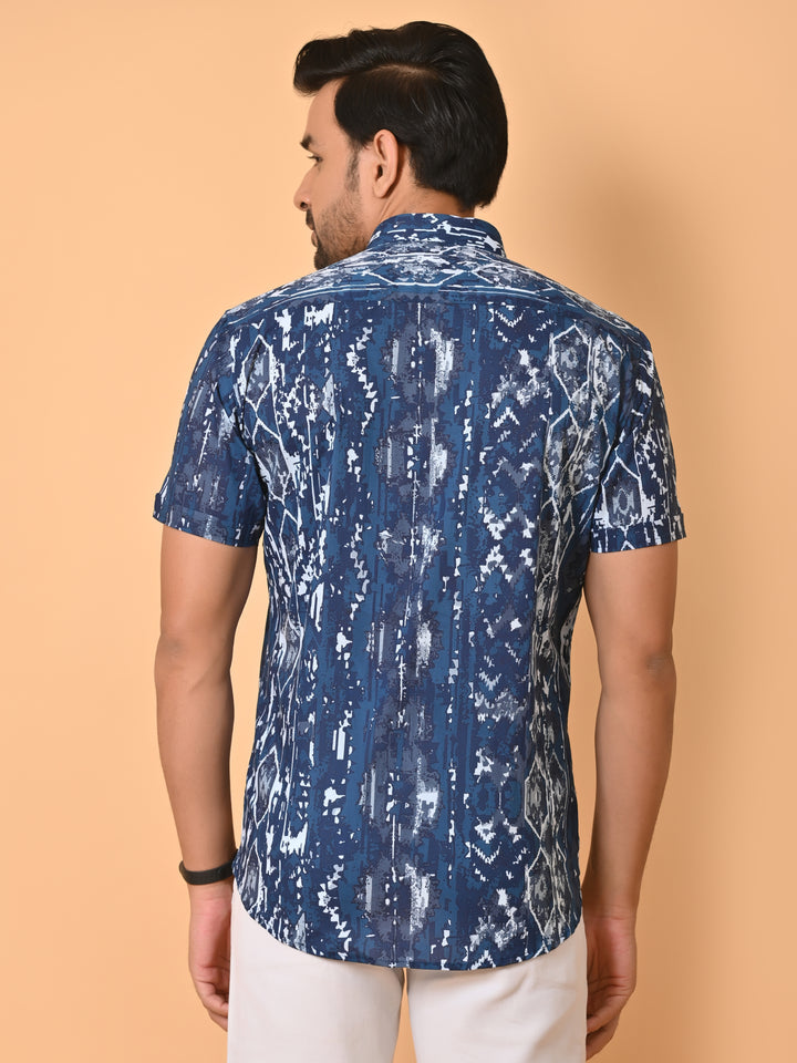 VJR Ikath Stylish Blue Premium Shirt