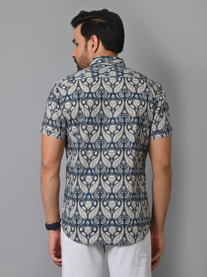 Blue Paisley Print Fashionable Premium Shirt