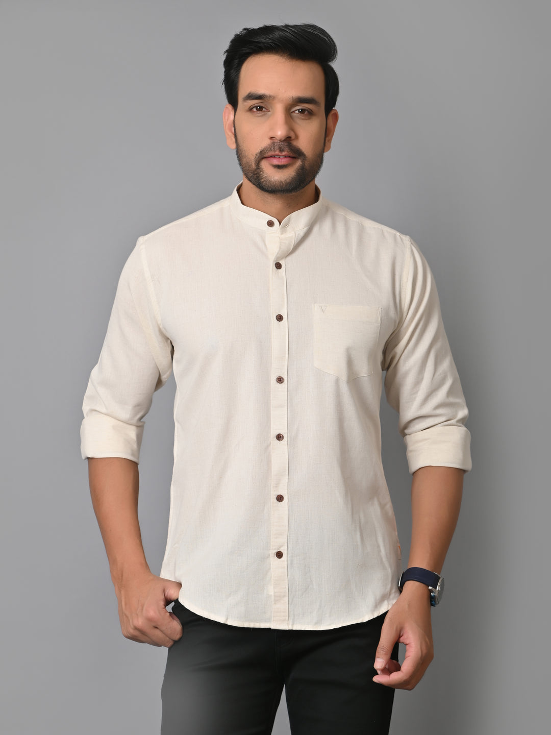 VJR Creamy white Solid Shirt