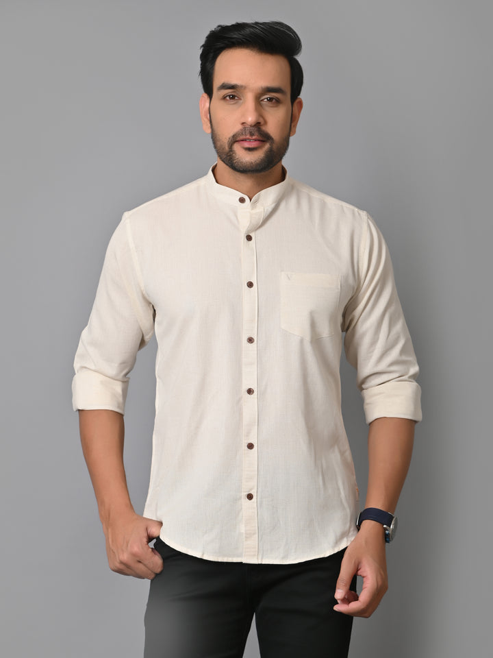 VJR Creamy white Solid Shirt