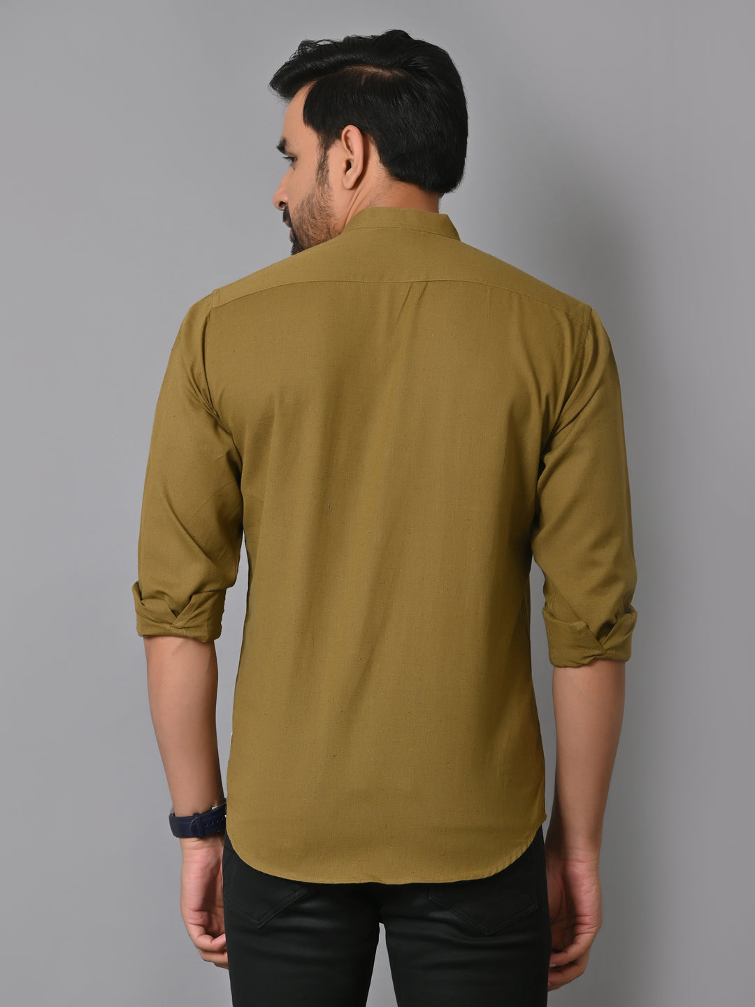VJR Olive Green Solid Shirt