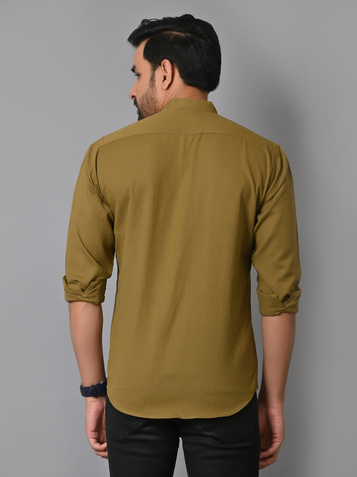 VJR Olive Green Solid Shirt