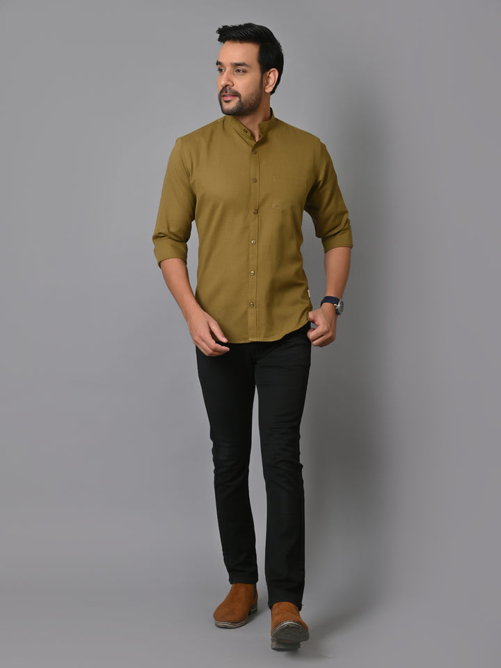 VJR Olive Green Solid Shirt