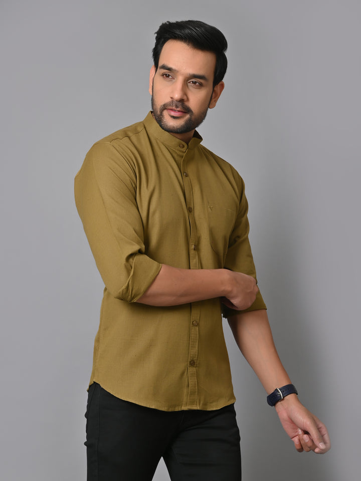 VJR Olive Green Solid Shirt