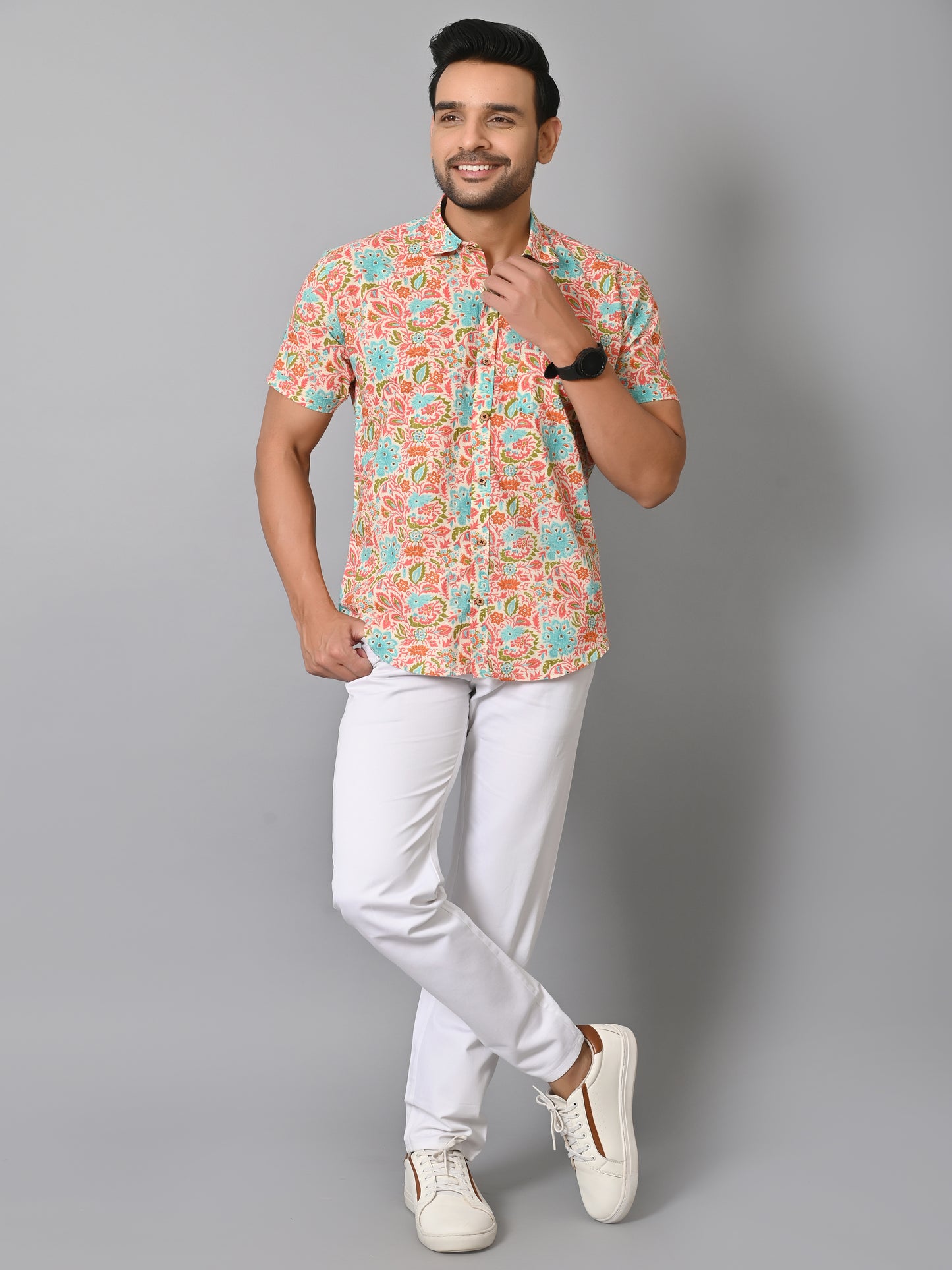 VJR Flower Stamped On Colorful Rhombus Premium Shirt