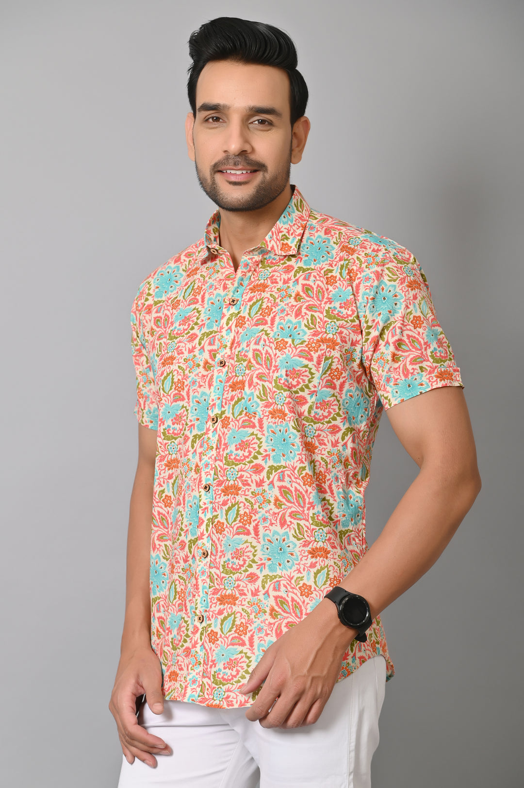 VJR Flower Stamped On Colorful Rhombus Premium Shirt