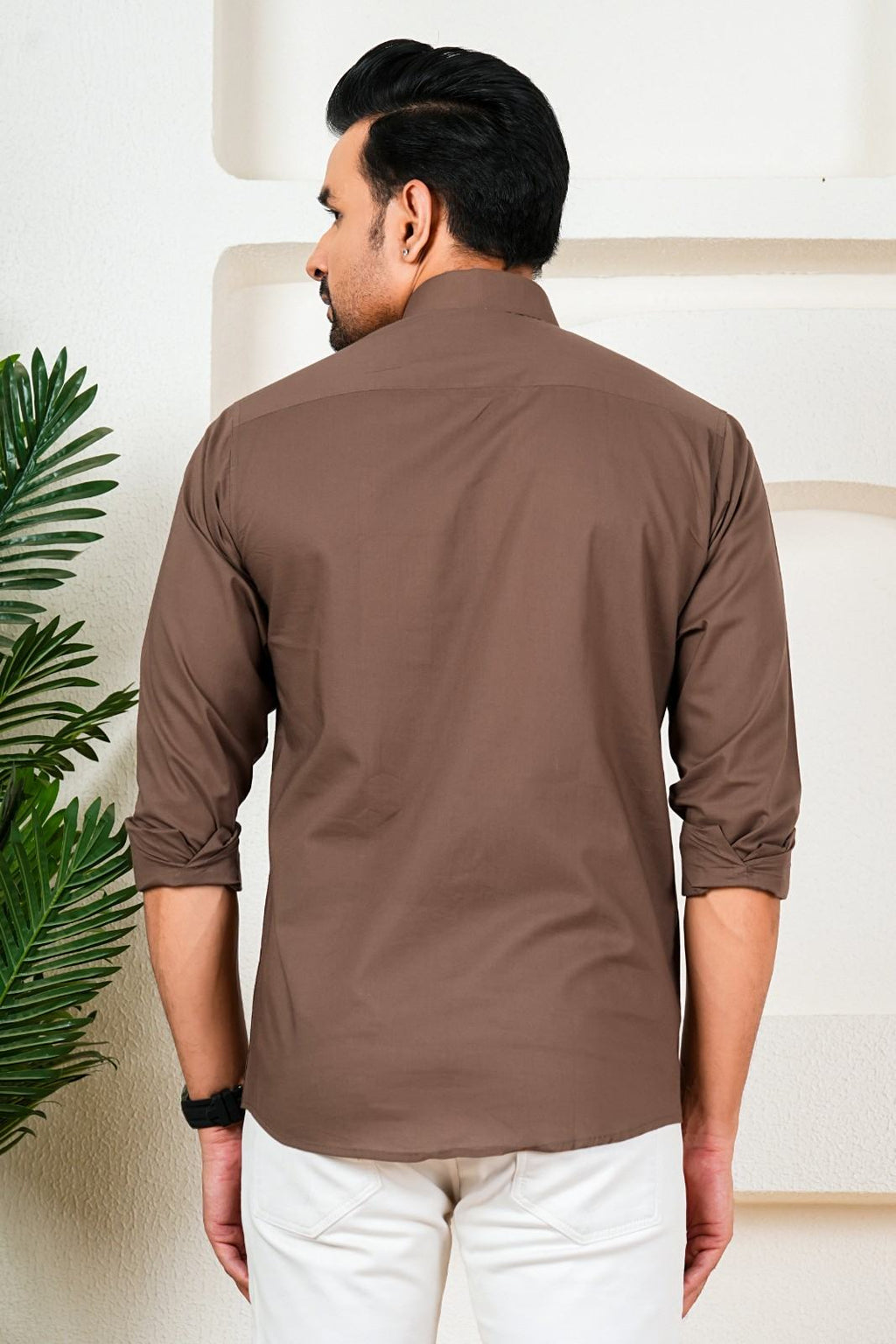 Men’s Premium Solid Brown Casual Shirt