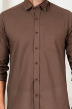 Men’s Premium Solid Brown Casual Shirt