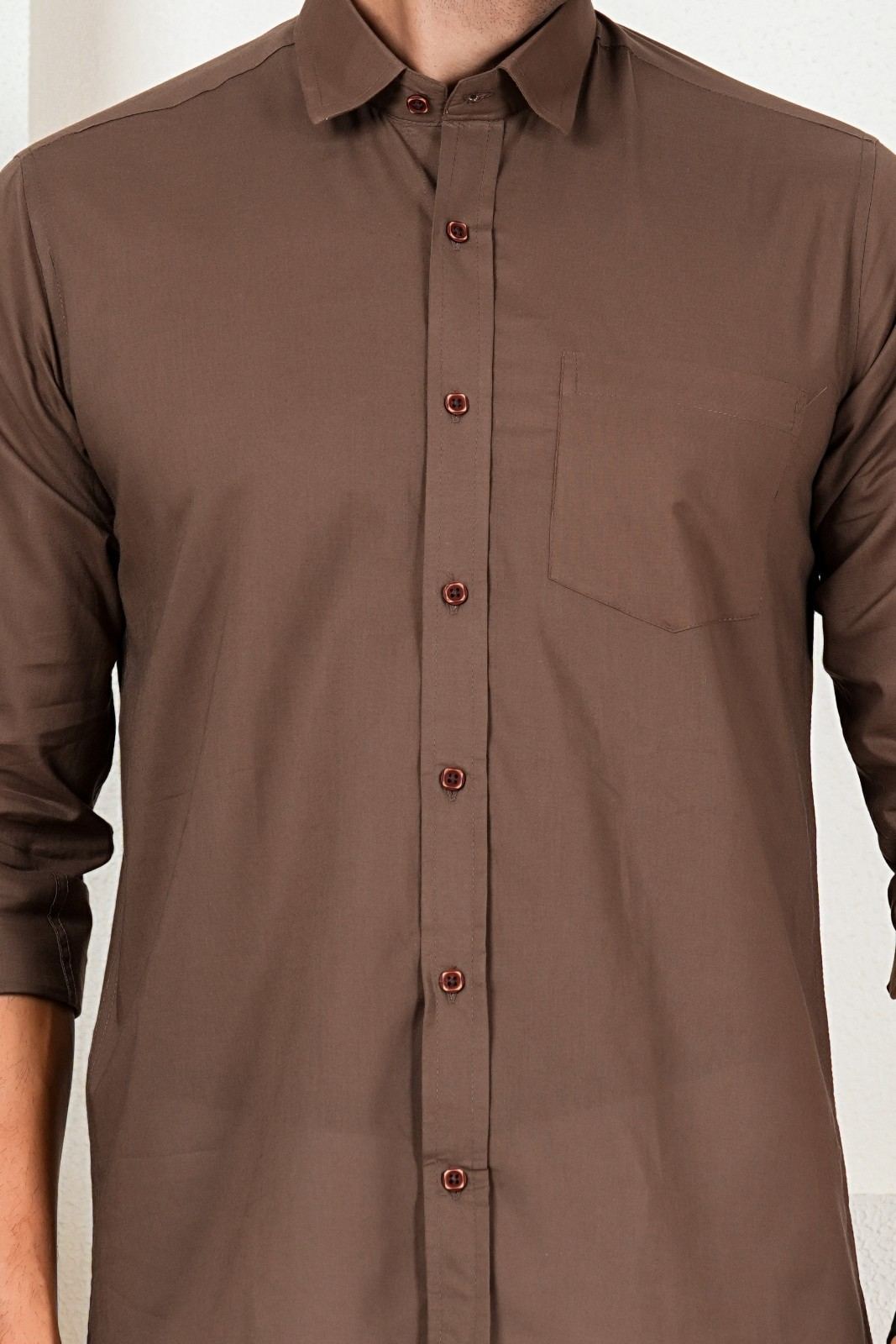 Men’s Premium Solid Brown Casual Shirt