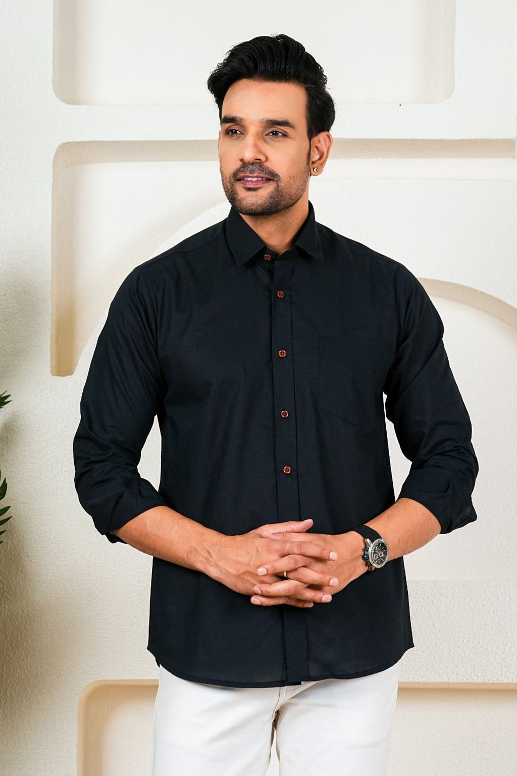 Men’s Premium Solid Black Full Sleeve Shirt