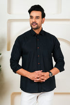 Men’s Premium Solid Black Full Sleeve Shirt