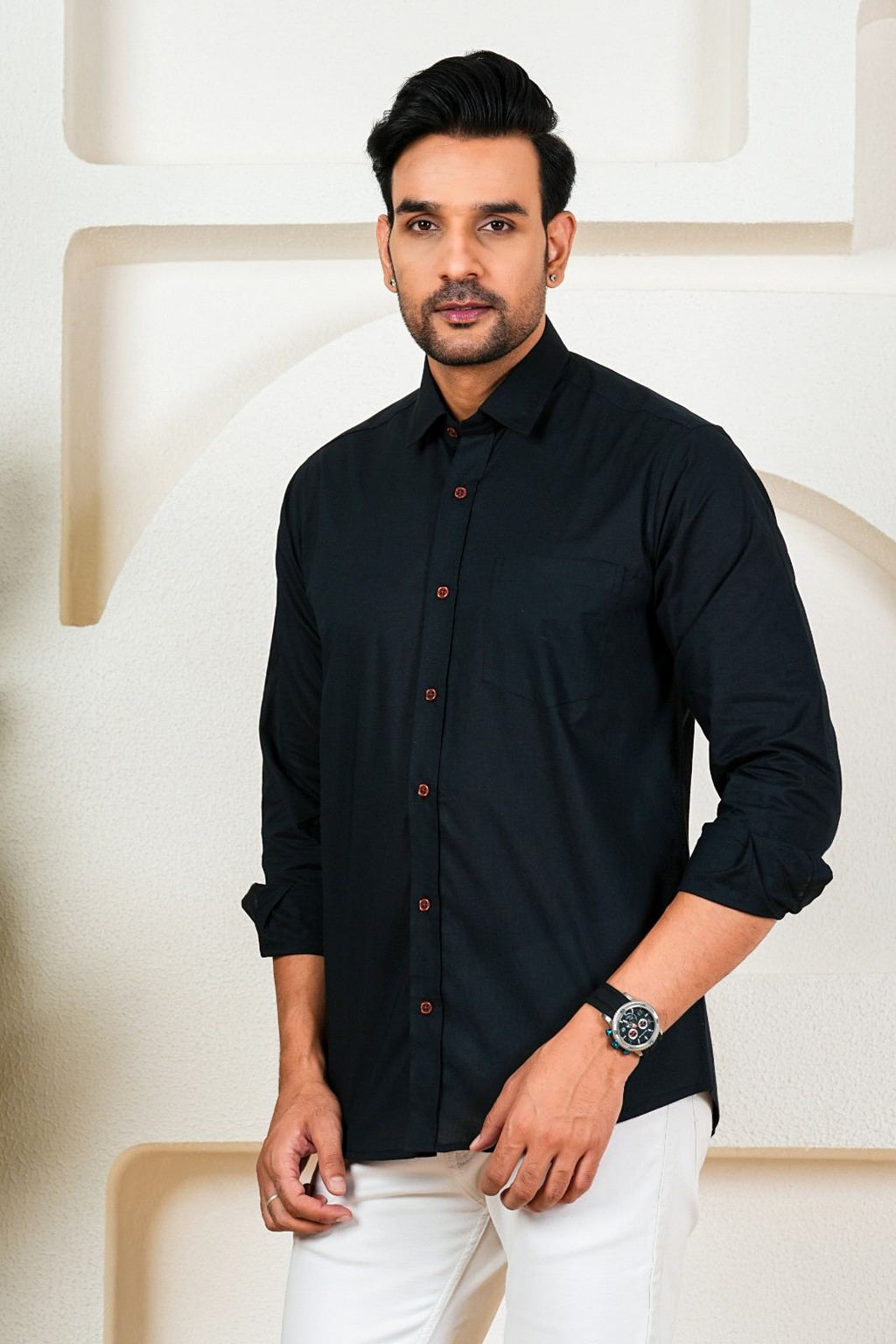 Men’s Premium Solid Black Full Sleeve Shirt