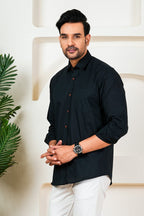 Men’s Premium Solid Black Full Sleeve Shirt