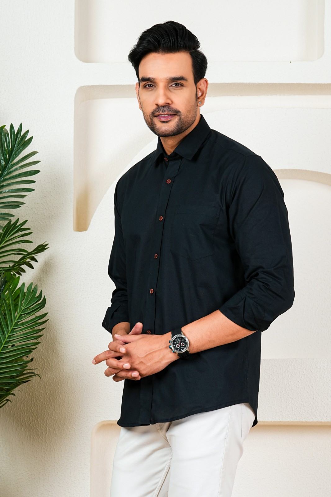 Men’s Premium Solid Black Full Sleeve Shirt