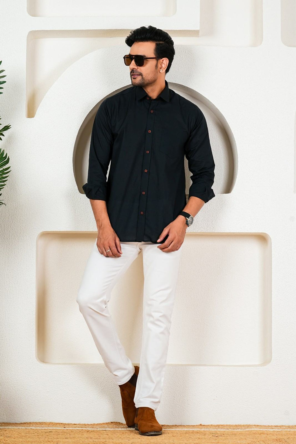 Men’s Premium Solid Black Full Sleeve Shirt