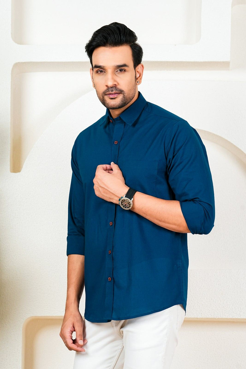 Men’s Premium Solid Teal Blue Full Sleeve Shirt
