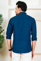 Men’s Premium Solid Teal Blue Full Sleeve Shirt