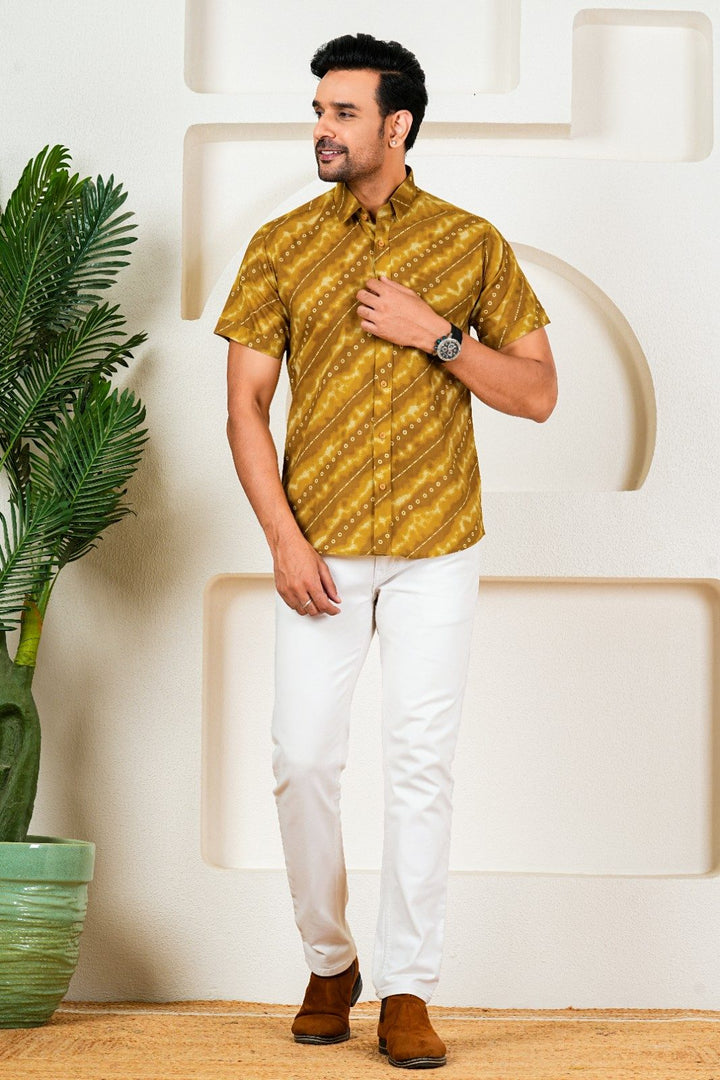 Mustard/Olive Bandhani Shirt