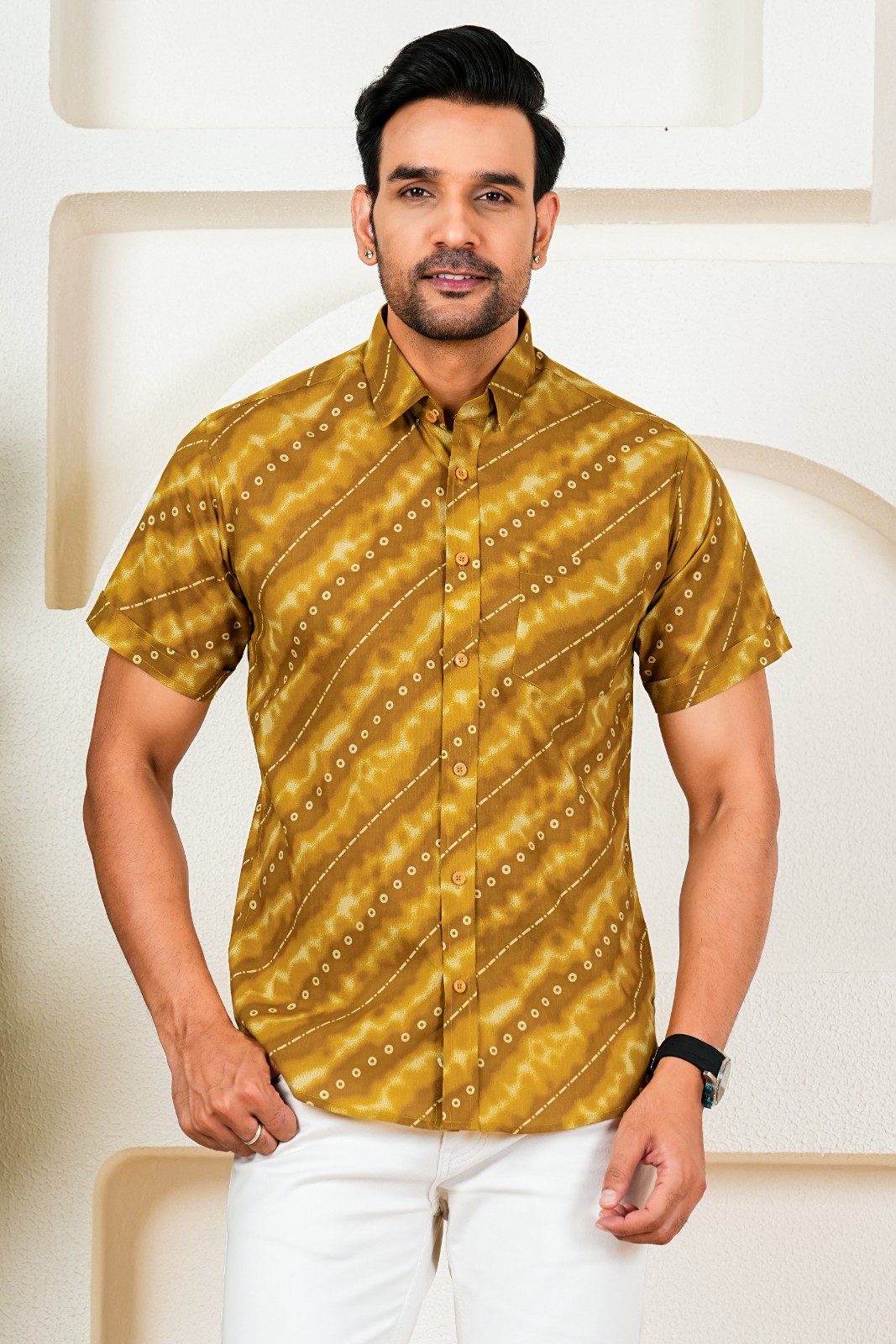 Mustard/Olive Bandhani Shirt