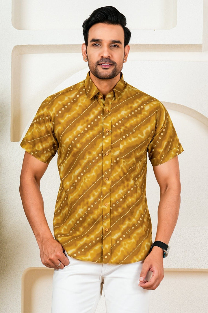 Mustard/Olive Bandhani Shirt