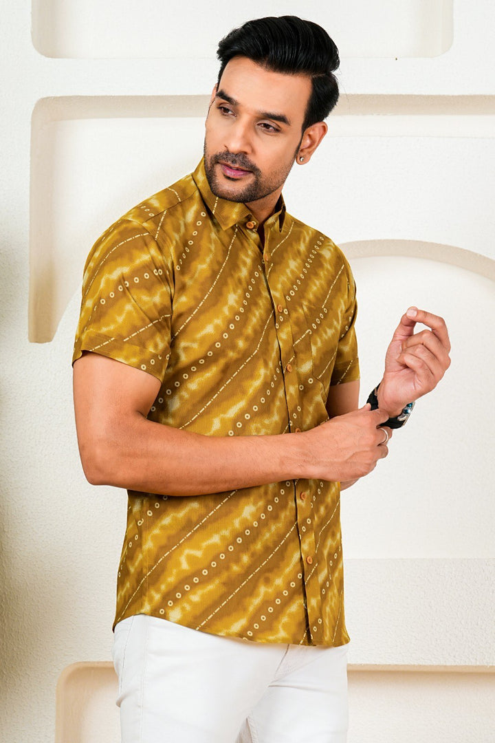 Mustard/Olive Bandhani Shirt