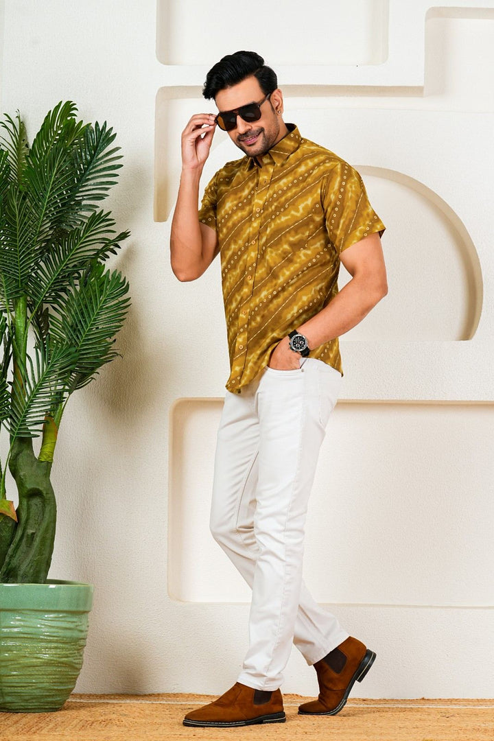 Mustard/Olive Bandhani Shirt