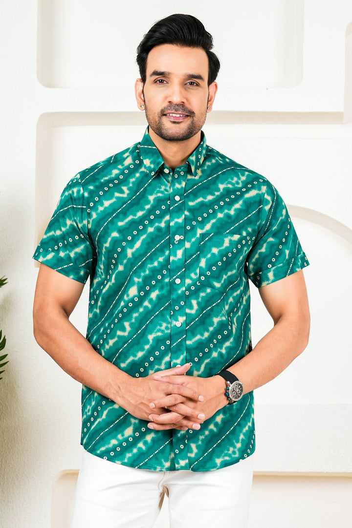Teal Green Bandhani Shirt