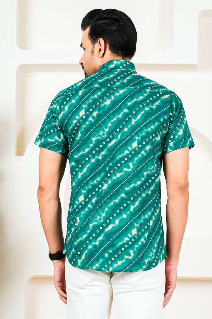 Teal Green Bandhani Shirt