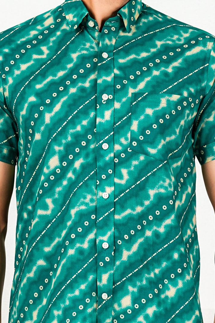 Teal Green Bandhani Shirt