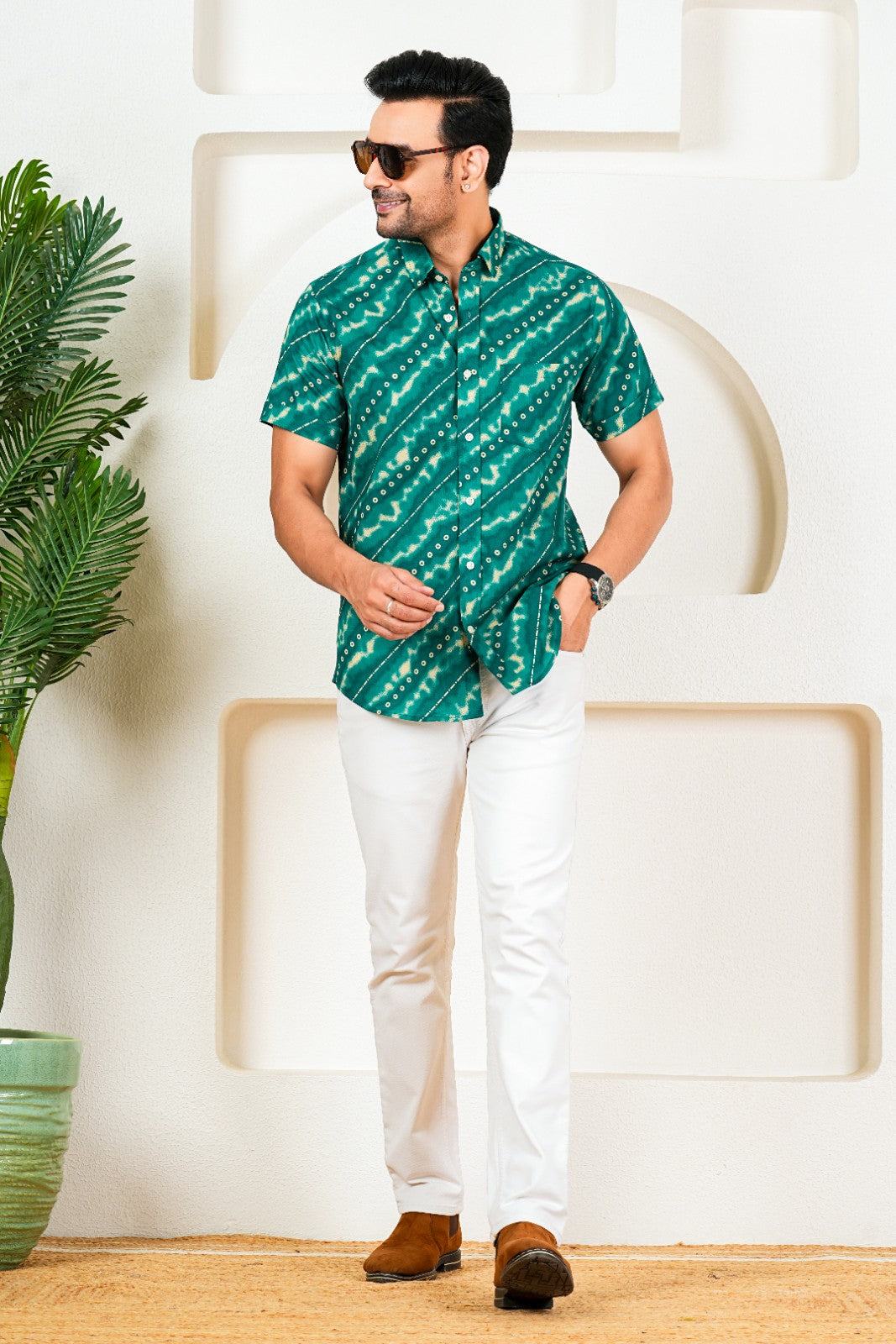 Teal Green Bandhani Shirt