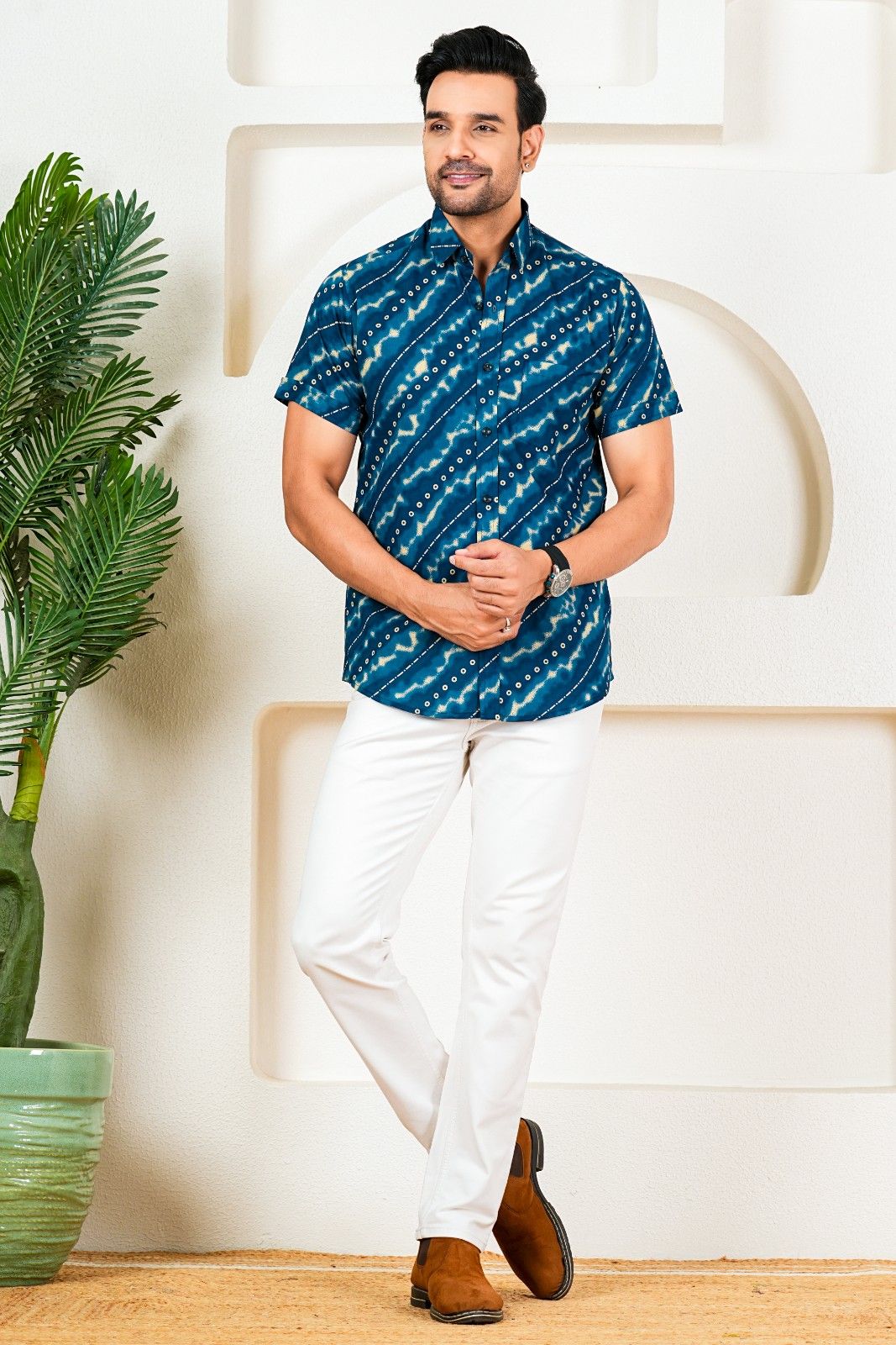 Navy Blue Bandhani Shirt
