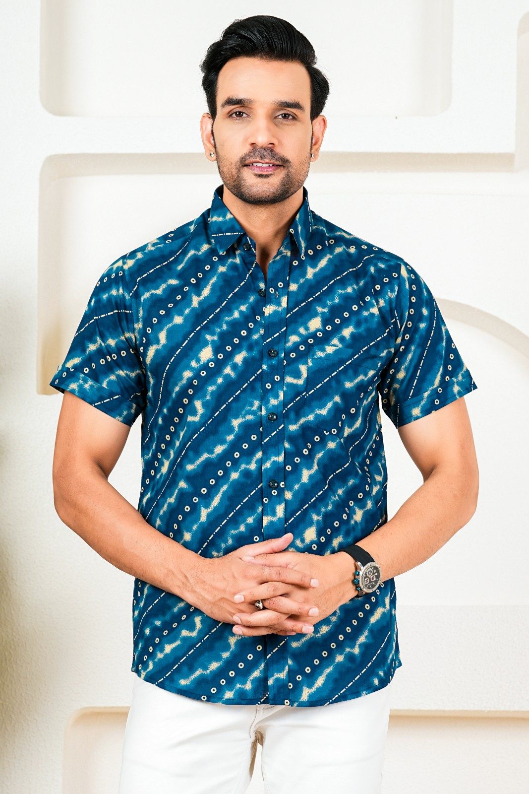 Navy Blue Bandhani Shirt