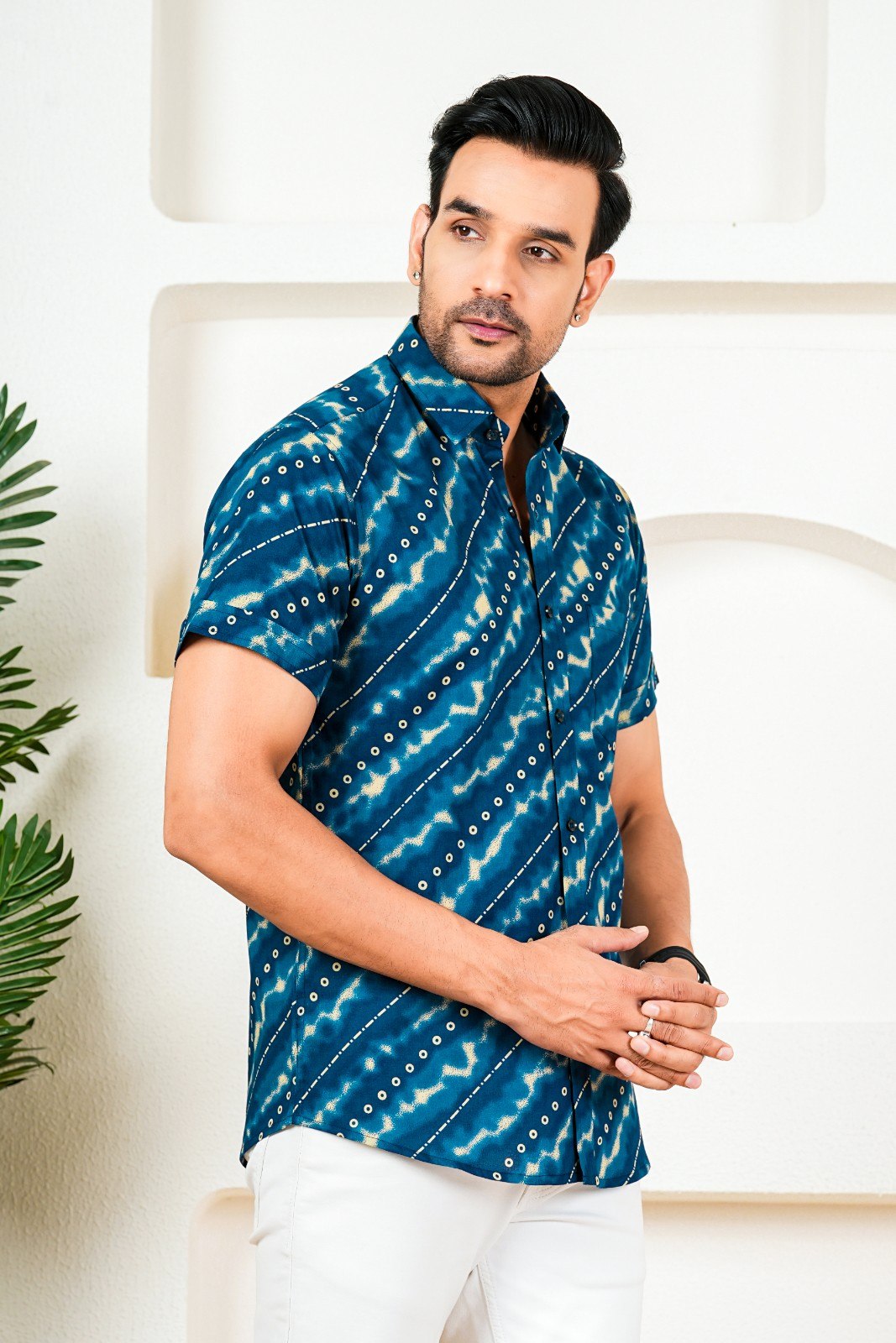 Navy Blue Bandhani Shirt