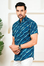 Navy Blue Bandhani Shirt