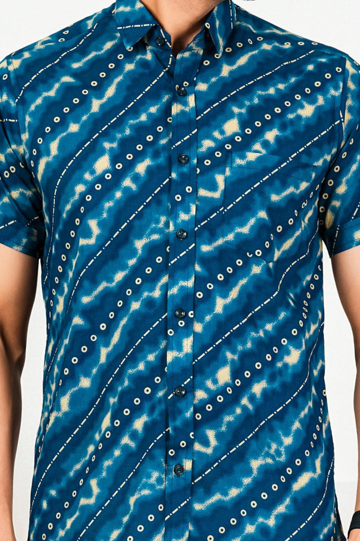 Navy Blue Bandhani Shirt