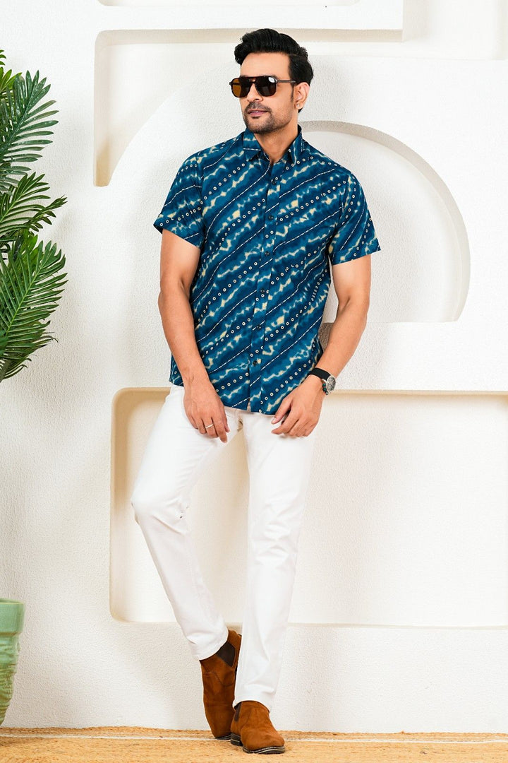 Navy Blue Bandhani Shirt