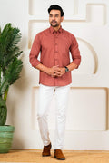 Men’s Premium Solid Rust Orange Full Sleeve Shirt