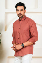 Men’s Premium Solid Rust Orange Full Sleeve Shirt