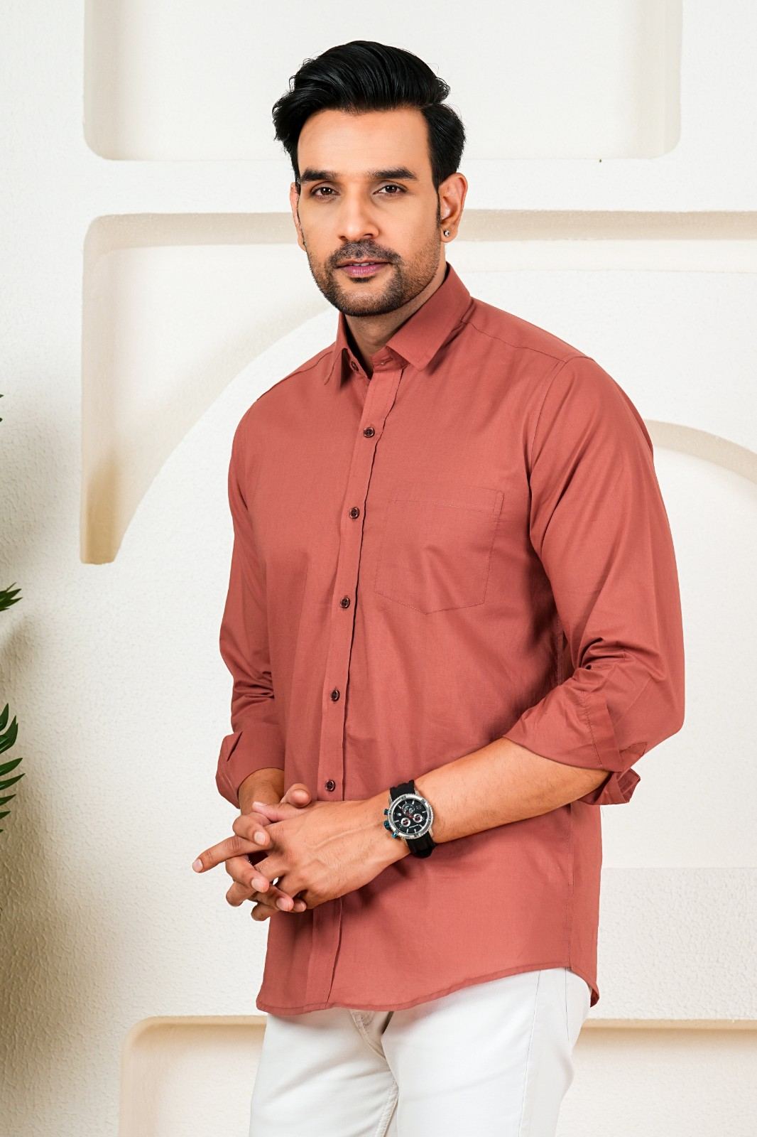 Men’s Premium Solid Rust Orange Full Sleeve Shirt