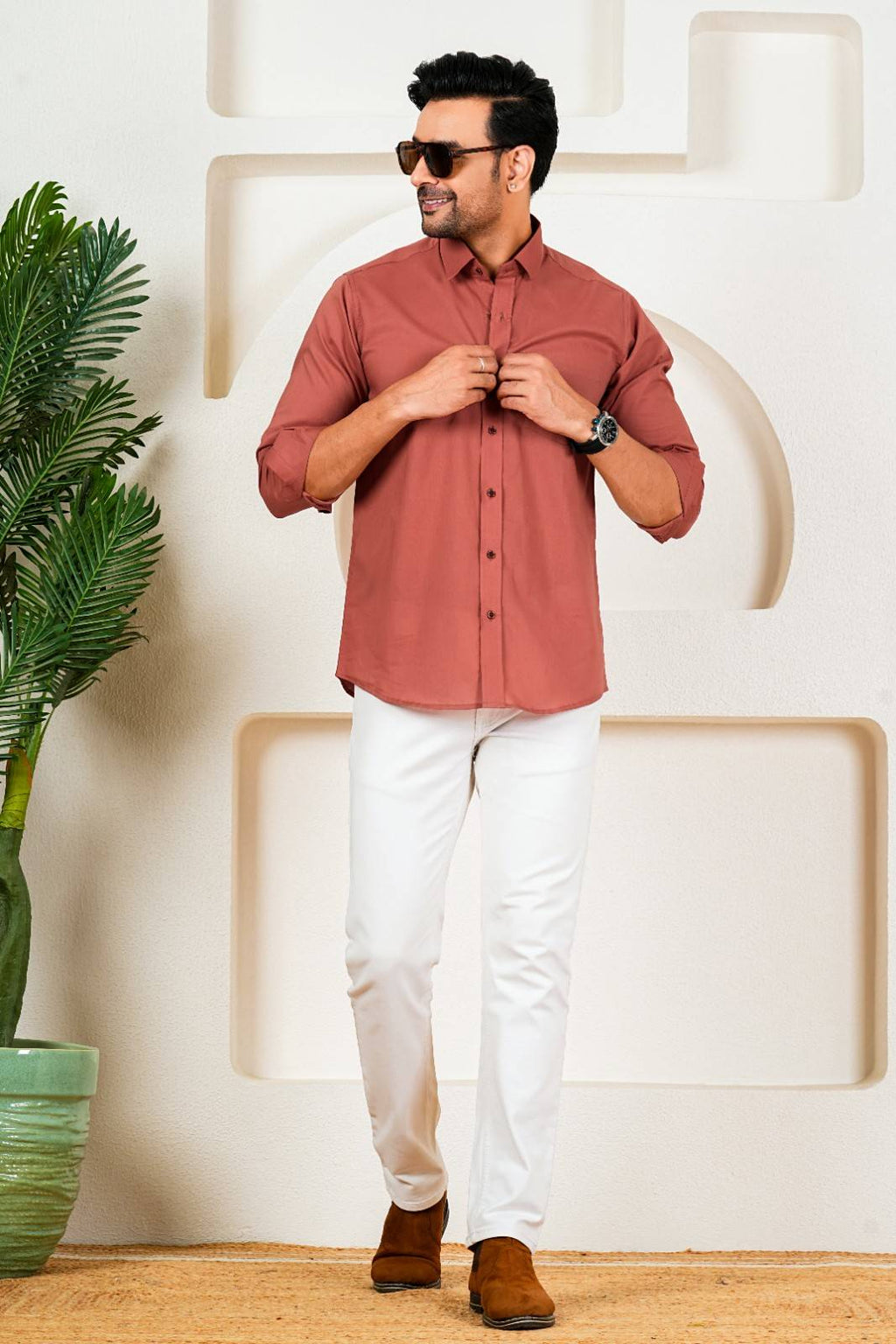 Men’s Premium Solid Rust Orange Full Sleeve Shirt