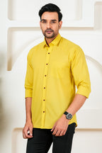 Men’s Premium Solid Yellow Full Sleeve Shirt