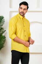 Men’s Premium Solid Yellow Full Sleeve Shirt